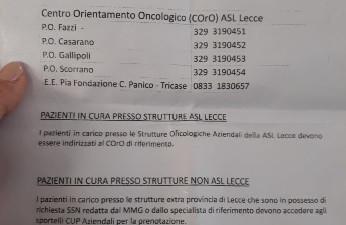 Rete oncologica, un servizio solo per chi resta in Salento