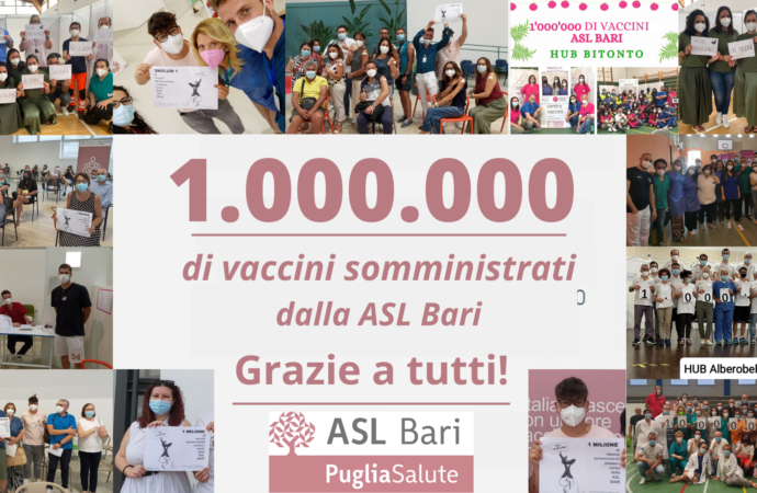 Un milione di vaccini somministrati, record dell’Asl di Bari